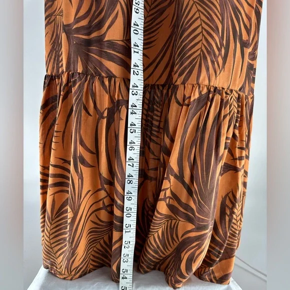 MINKPINK Women's Medium Finley Maxi Halter Dress Orange Brown Floral 55” Long - Picture 7 of 15